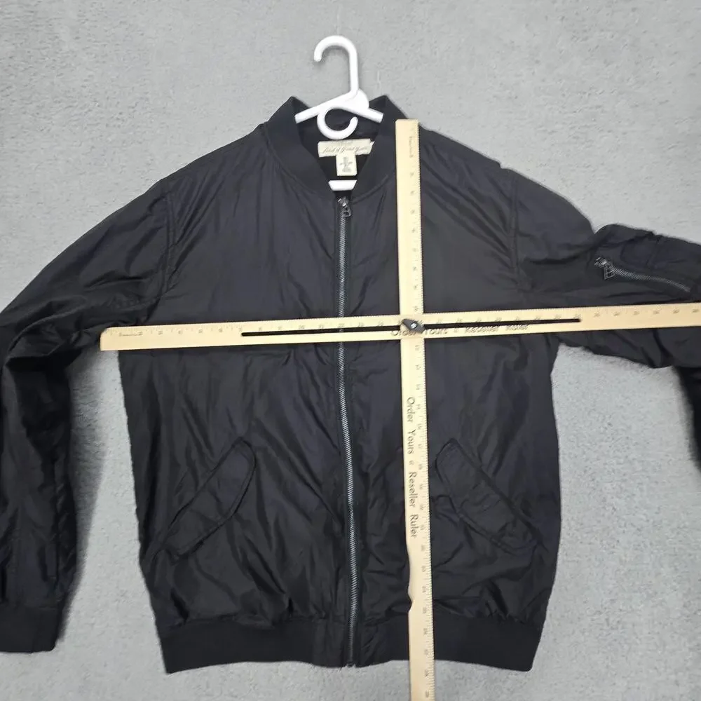 H&M LOGG Mens Large Black MA-1 Bomber Jacket Lightweight Flight Utility Pocket